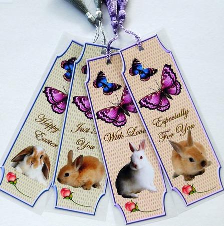 Cute Bunnys Bookmarks with Butterflies by Margaret Dittmann