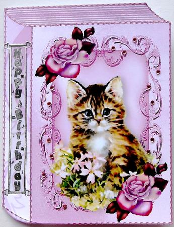 Little Kitten with Roses in Ornate Frame Folded Book by Margaret Dittmann