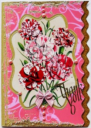 Carnation Bunch Bracket Wavy Edge Card by Margaret Dittmann