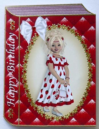 Pretty Girl in Red Dress in Gold Oval Frame Folded Book by Margaret Dittmann