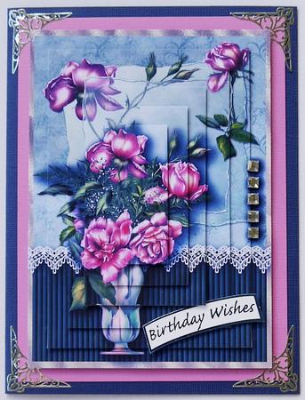 Roses in a Vase Card Topper Kit by Margaret Dittmann