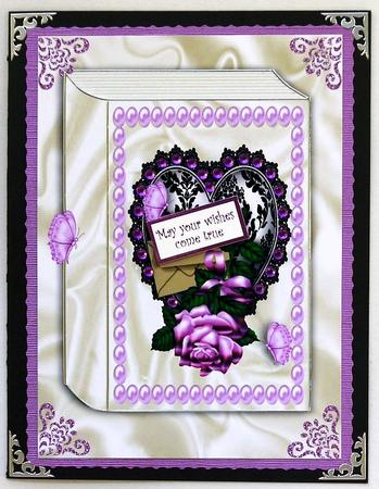 Beautiful Pink Rose on Black Lace Heart Folded Book A4 by Margaret Dittmann