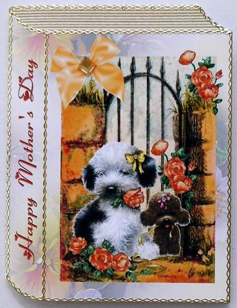 Mothers Day Cute Little Puppies in the Garden Folded Book by Margaret Dittmann