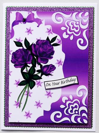 Pretty Cerise Roses on Scalloped Envelope A4 by Margaret Dittmann