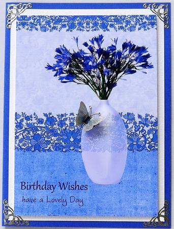 Californian Bluebells & Lace Quick Card by Margaret Dittmann