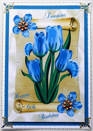 Blue Daffodils on a Scroll A4 by Margaret Dittmann