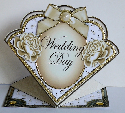 Cream Roses Wedding Day Scallop Spring Card by Margaret Dittmann