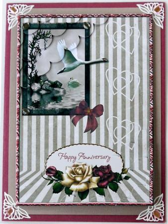 Swans and Roses Anniversary Deckle Edge Stacker by Margaret Dittmann
