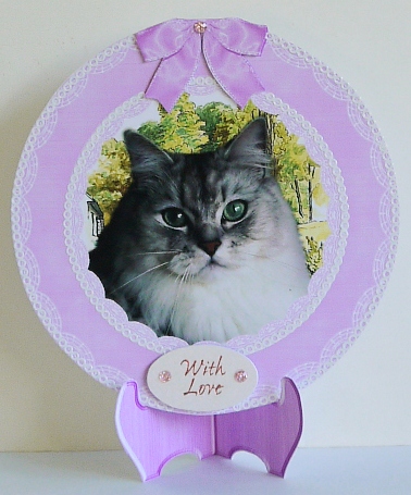 Mikie the Chinchilla Ragdoll Plate Card, Stand & Sentiments by Margaret Dittmann