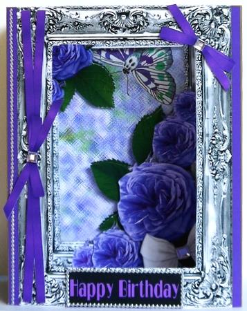 Inside Out Card Lilac Roses by Margaret Dittmann