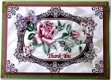 Pink Roses Antique Design with Butterflies and Bow A4 by Margaret Dittmann