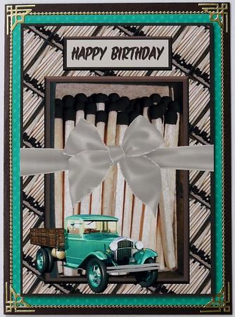 Brown Matchsticks Wirh Truck Birthday Care A4 by Margaret Dittmann