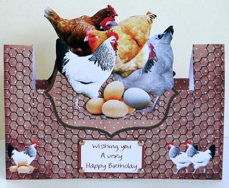 Horizontal W Fold Just Chickens by Margaret Dittmann