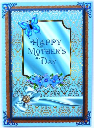A4 Blue Butterfly & Flowers - Mothers Day by Margaret Dittmann
