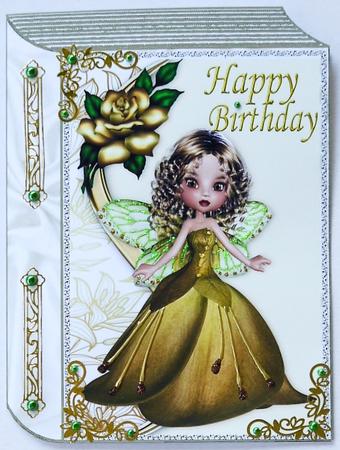 Fairy in Gold with Gold Rose Folded Book by Margaret Dittmann