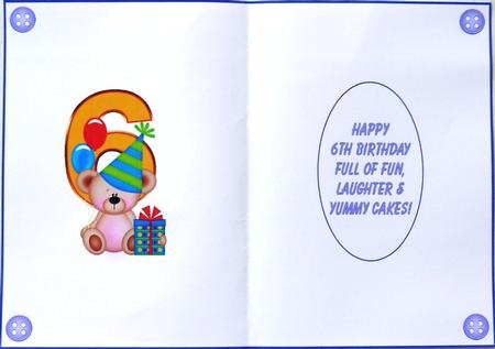 6th Birthday Card Making Insert by Margaret Dittmann