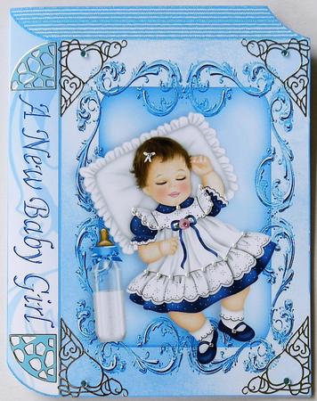 Sweet Baby Girl in Blue with Bottle Folded Book by Margaret Dittmann