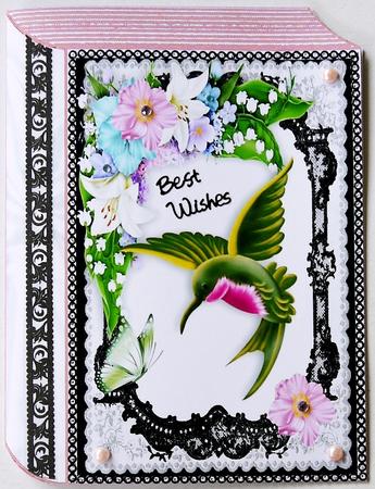 Pretty Humming Bird in Flace Frame of Flowers Folded Book by Margaret Dittmann