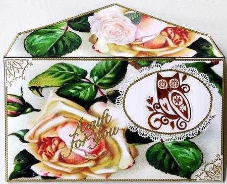Money Envelop Antique Vintage Roses Lace by Margaret Dittmann