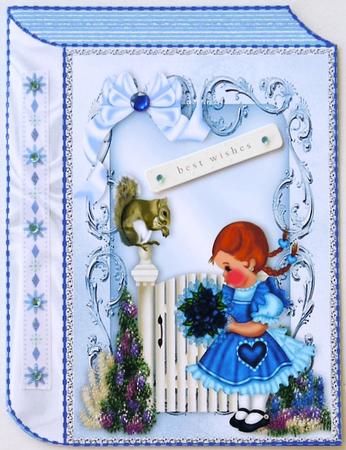 Little Girl Pretty in Blue with Squirrel, Folded Book by Margaret Dittmann