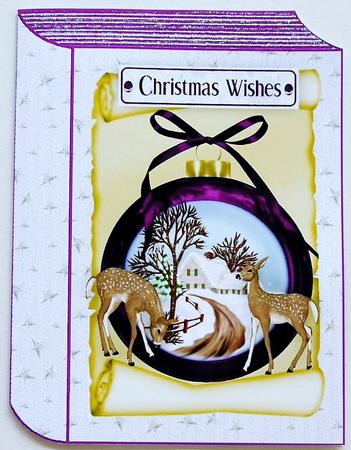 Beautiful Christmas Scene with Deers in Cerise Folded Book by Margaret Dittmann