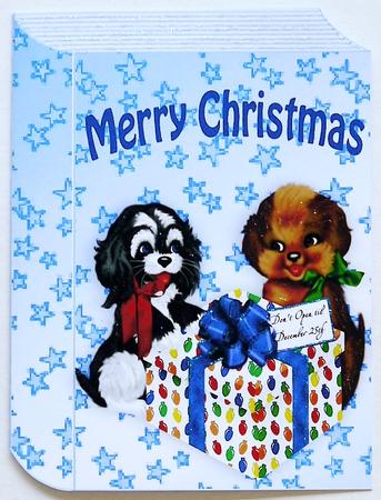 Cute Pair of Puppies with Present, Folded Book by Margaret Dittmann