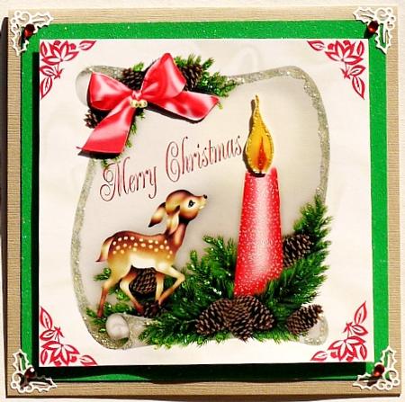 Christmas Candle on a Scroll with Little Deer by Margaret Dittmann