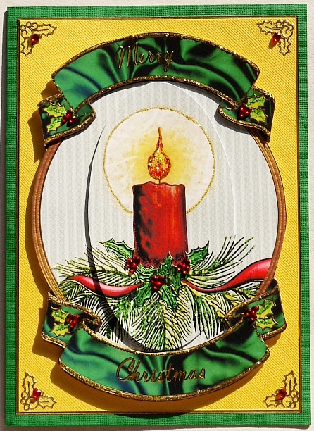 Christmas Candle with Fancy Frame by Margaret Dittmann