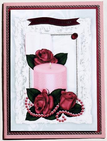 Pink Candle with Champers and Roses A4 by Margaret Dittmann