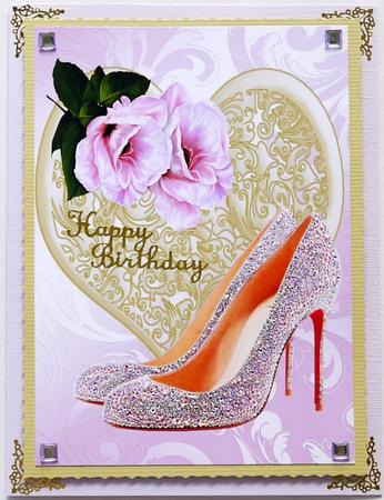 Sparkle Shoes with Pretty Pink Flowers on a Heart A4 by Margaret Dittmann