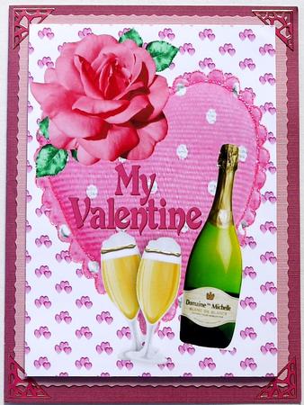 Champagne and Roses with Heart A4 by Margaret Dittmann