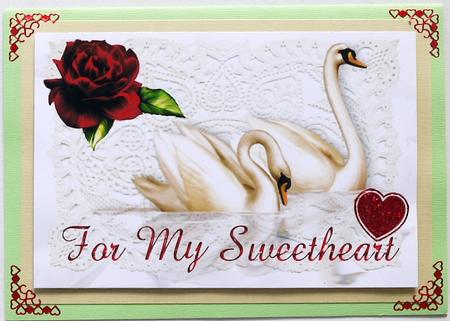 For My Sweetheart, Beautiful Swan with Rose A4 by Margaret Dittmann