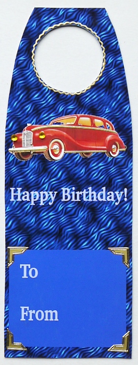 Male Happy Birthday Bottle Gift Tag by Margaret Dittmann