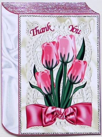 Pink Tulips on Vintage Lace Folded Book by Margaret Dittmann