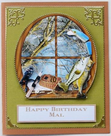 River Window Bass Fishing with Decoupage by Margaret Dittmann