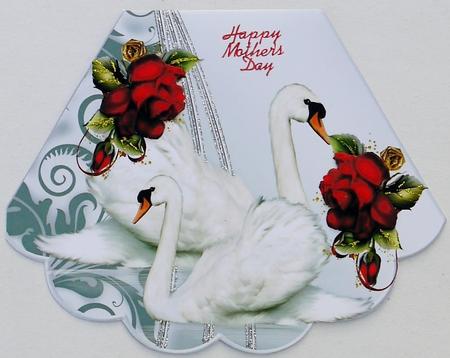 Red Roses with White Swans Rocker Card by Margaret Dittmann