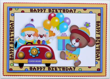 Just Clowning Around with Teddy in a Car A4 by Margaret Dittmann