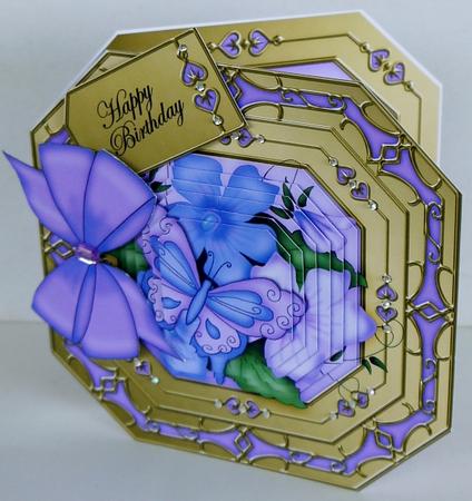 8x8 3D Butterfly & Violas Pyramage Octagonal Floral Kit by Margaret Dittmann