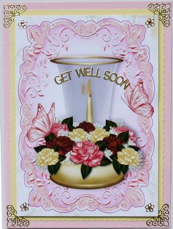 Candle Display with Roses and Butterflies A4 by Margaret Dittmann