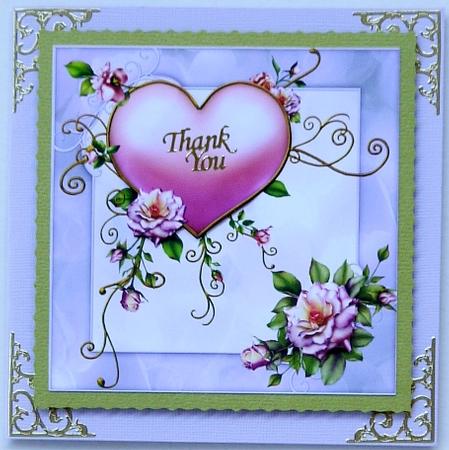 Vintage Pink Roses & Heart by Margaret Dittmann