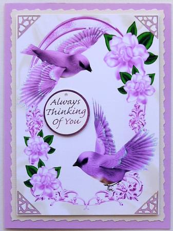 Pretty Pink Birds with Pink Flowers A4 by Margaret Dittmann