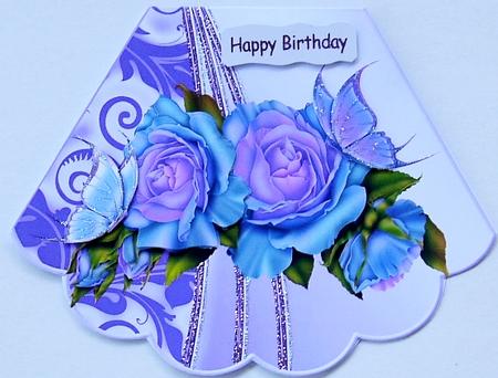 Purple Roses and Butterflies Rocker Card by Margaret Dittmann