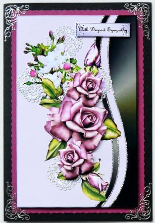 Sympathy Heritage Pink Roses and Lace Cross by Margaret Dittmann