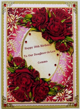 Gorgeous Magenta Roses on a Gilded Frame by Margaret Dittmann
