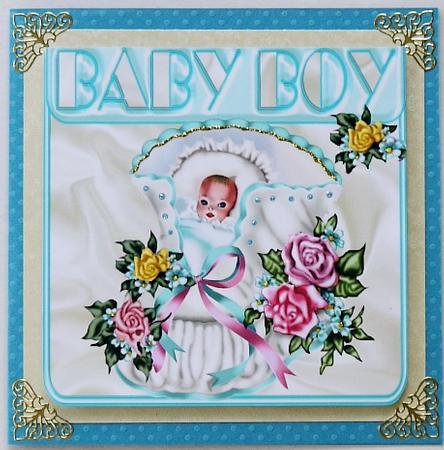Sweet Baby Boy with Roses 8x8 by Margaret Dittmann