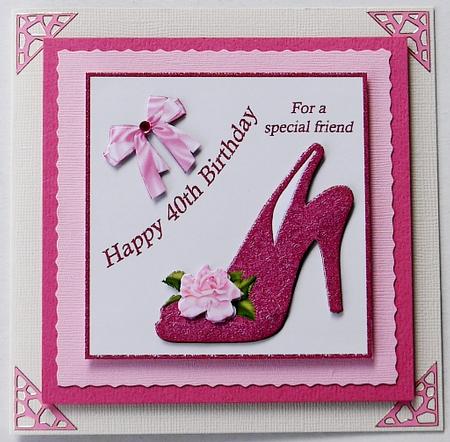Pink Shoe Rose and Bow 40th Friend by Margaret Dittmann