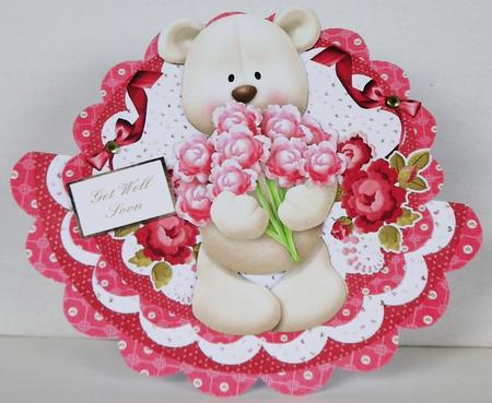 Lovely Easel ,rocker or Topper with Little Ted by Margaret Dittmann