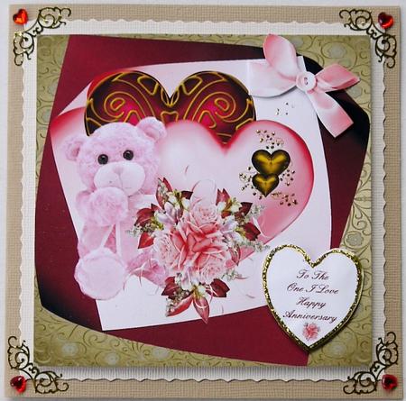 Pink Teddy and Hearts Topper by Margaret Dittmann