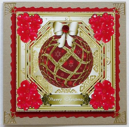 Christmas Bauble & Flowers Large Square Topper 1 by Margaret Dittmann