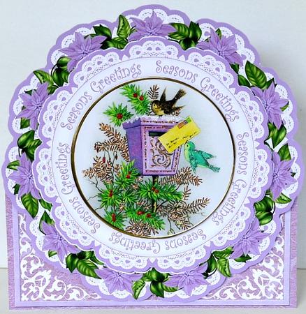 Lilac Postbox Seasons Greetings 3D Picture Doily C & E Kit by Margaret Dittmann
